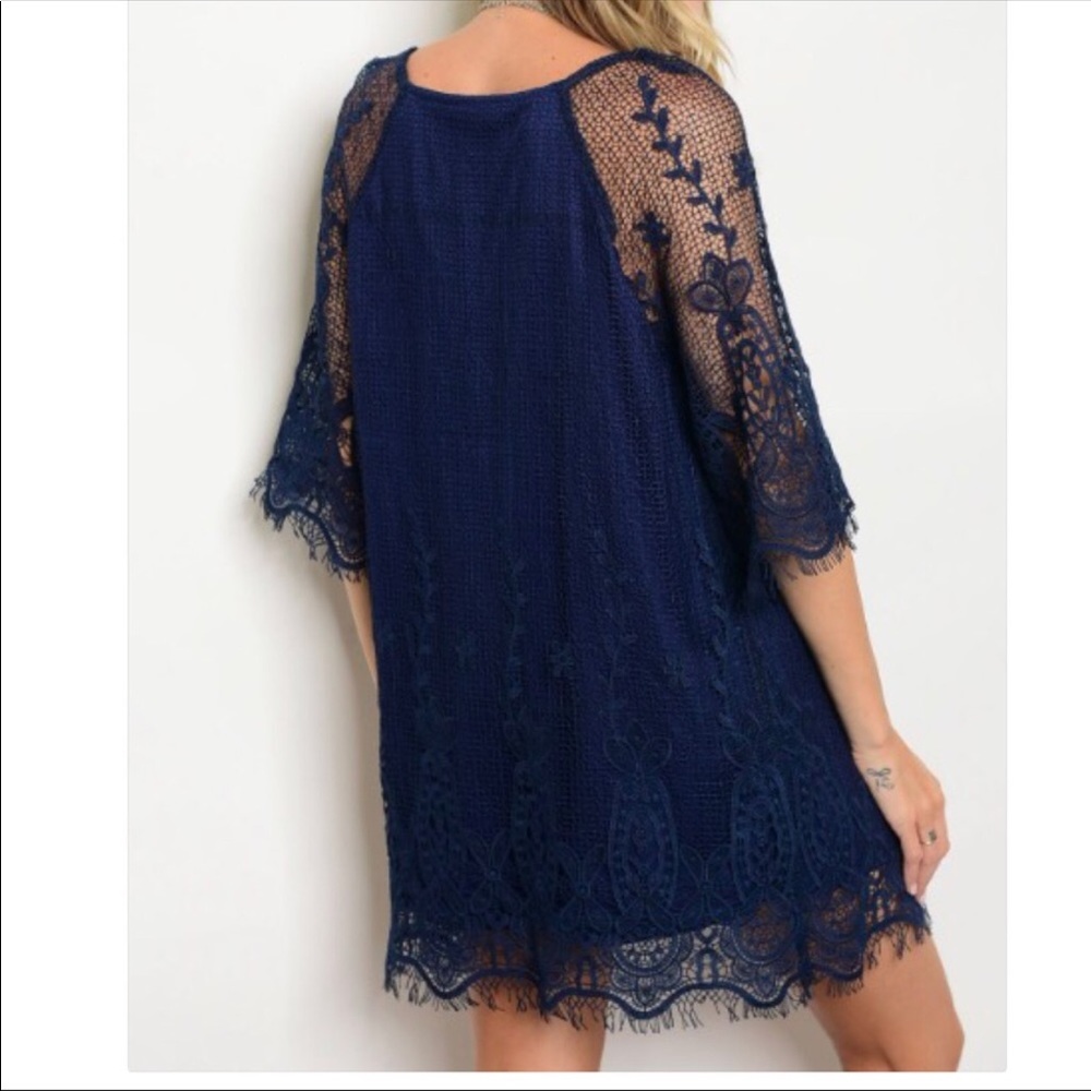 Navy lace tunic dress - Picture 2 of 3
